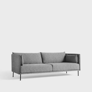 HAY Silhouette 3-zits bank Olavi 03 grey – zwarte metalen poten