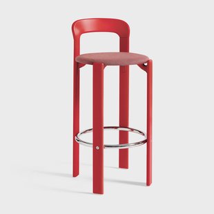 HAY Rey gestoffeerde barkruk 75 cm Steelcut Trio 636 scarlet red