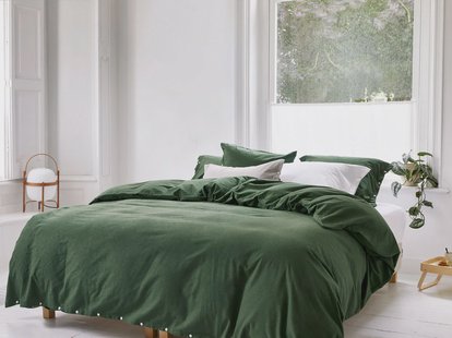 Yumeko Dekbedovertrek flanel moss green - zonder slopen 100% biologisch katoen, flanel (licht geborsteld)