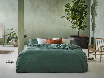 Yumeko Dekbedovertrek percal katoen forest green - zonder slopen 100% biologisch en fairtrade katoen, percal geweven