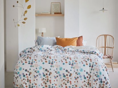 Yumeko Dekbedovertrek percal katoen watercolor dots - zonder slopen 100% biologisch en fairtrade katoen, percal geweven
