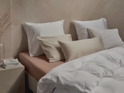 Yumeko Dekbedovertrek katoensatijn pure white - zonder slopen 100% biologisch en fairtrade katoen, satijn geweven