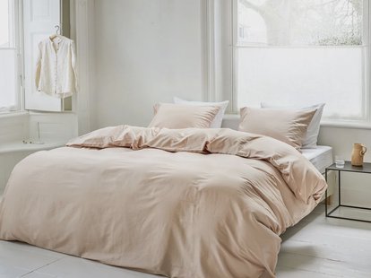 Yumeko Dekbedovertrek katoensatijn dusty rose - zonder slopen 100% biologisch en fairtrade katoen, satijn geweven