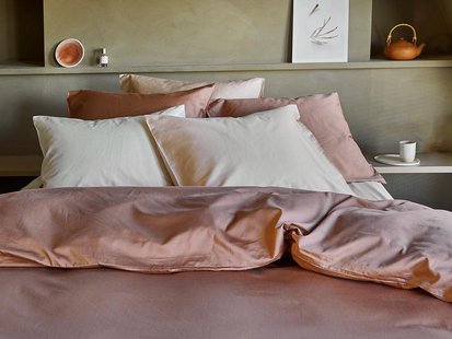Yumeko Dekbedovertrek katoensatijn blush rose - zonder slopen 100% biologisch en fairtrade katoen, satijn geweven