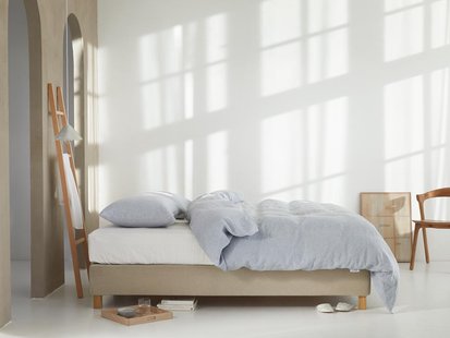 Yumeko Dekbedovertrek gewassen linnen blue chambray - zonder slopen 100% gewassen linnen