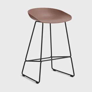 HAY About a Stool 38 Low barkruk 2.0 Soft brick – zwart stalen onderstel