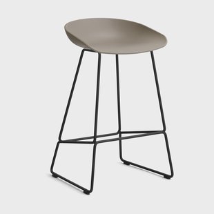 HAY About a Stool 38 Low barkruk 2.0 Khaki – zwart stalen onderstel