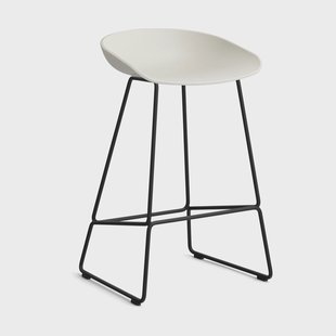 HAY About a Stool 38 Low barkruk 2.0 Melange cream – zwart stalen onderstel