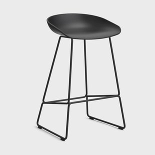 HAY About a Stool 38 Low barkruk 2.0 Zwart – zwart stalen onderstel