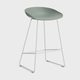 HAY About a Stool 38 Low barkruk 2.0 Fall green – wit stalen onderstel