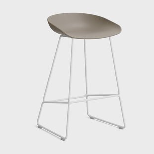HAY About a Stool 38 Low barkruk 2.0 Khaki – wit stalen onderstel