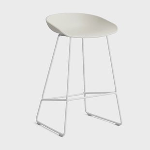 HAY About a Stool 38 Low barkruk 2.0 Melange cream – wit stalen onderstel