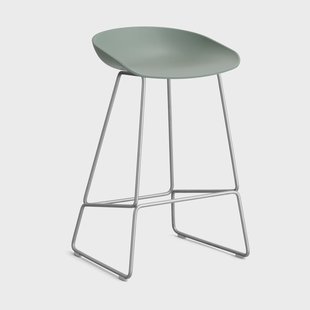 HAY About a Stool 38 Low barkruk 2.0 Fall green – roestvrijstalen onderstel
