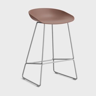 HAY About a Stool 38 Low barkruk 2.0 Soft brick – roestvrijstalen onderstel