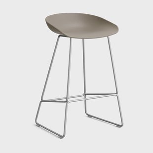 HAY About a Stool 38 Low barkruk 2.0 Khaki – roestvrijstalen onderstel