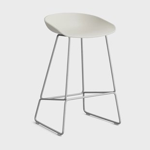 HAY About a Stool 38 Low barkruk 2.0 Melange cream – roestvrijstalen onderstel