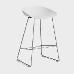HAY About a Stool 38 Low barkruk 2.0 Wit – roestvrijstalen onderstel