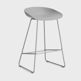 HAY About a Stool 38 Low barkruk 2.0 Concrete grey – roestvrijstalen onderstel
