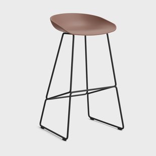HAY About a Stool 38 High barkruk 2.0 Soft brick – zwart stalen onderstel