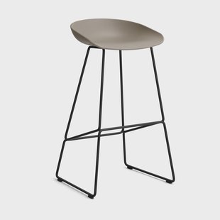 HAY About a Stool 38 High barkruk 2.0 Khaki – zwart stalen onderstel