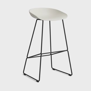 HAY About a Stool 38 High barkruk 2.0 Melange cream – zwart stalen onderstel