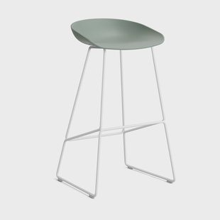 HAY About a Stool 38 High barkruk 2.0 Fall green – wit stalen onderstel