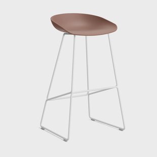 HAY About a Stool 38 High barkruk 2.0 Soft brick – wit stalen onderstel
