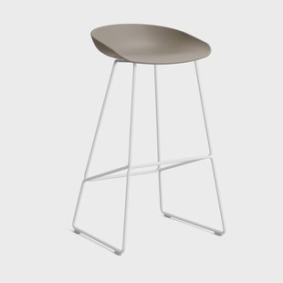 HAY About a Stool 38 High barkruk 2.0 Khaki – wit stalen onderstel
