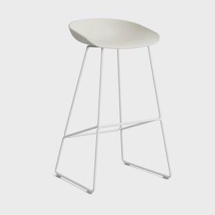 HAY About a Stool 38 High barkruk 2.0 Melange cream – wit stalen onderstel