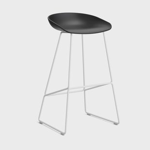 HAY About a Stool 38 High barkruk 2.0 Zwart – wit stalen onderstel