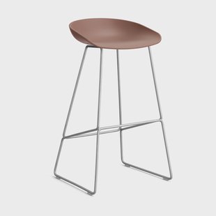 HAY About a Stool 38 High barkruk 2.0 Soft brick – roestvrijstalen onderstel