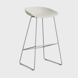 HAY About a Stool 38 High barkruk 2.0 Melange cream – roestvrijstalen onderstel