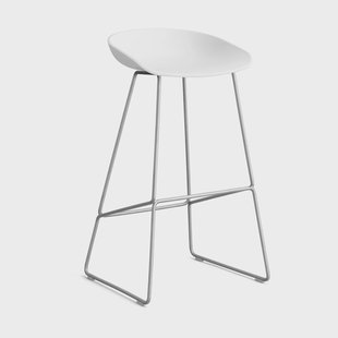 HAY About a Stool 38 High barkruk 2.0 Wit – roestvrijstalen onderstel