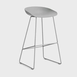 HAY About a Stool 38 High barkruk 2.0 Concrete grey – roestvrijstalen onderstel