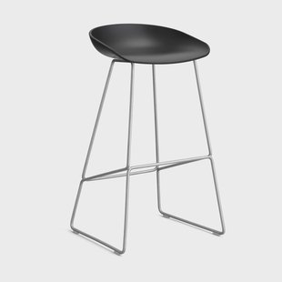 HAY About a Stool 38 High barkruk 2.0 Zwart – roestvrijstalen onderstel