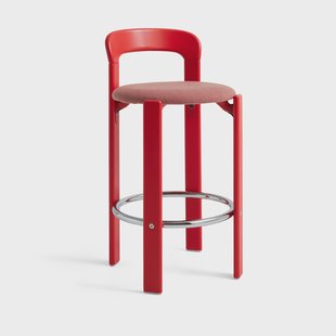 HAY Rey Low gestoffeerde barkruk Steelcut Trio 376 scarlet red