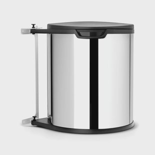 Brabantia Afvalemmer voor keukenkast rond, kunststof binnenemmer (incl. bevestiging) 15 L Geborsteld staal