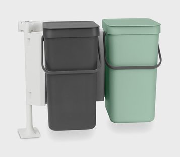 Brabantia Inbouwsysteem Sort & Go 2x12 L Donkergrijs & jade green