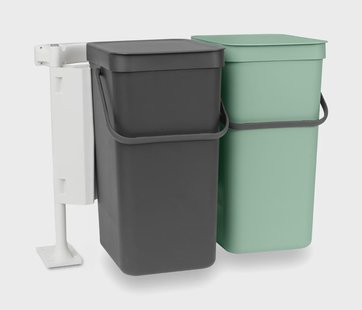 Brabantia Inbouwsysteem Sort & Go 2x16 L Donkergrijs & jade green