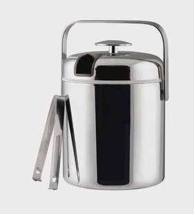 Dorre IJs­emmer verchroomd “thermo” met deksel en ijstang 1,3 l