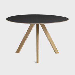 HAY CPH20 2.0 eettafel Ø120 cm Black linoleum-gelakt eiken