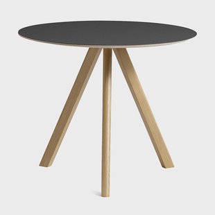 HAY CPH20 2.0 eettafel Ø90 cm Black linoleum-gelakt eiken