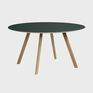 HAY CPH25 2.0 eettafel Ø140 cm Green linoleum-gelakt eiken