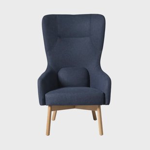 FDB Møbler L35 Gesja Wing Chair Fauteuil Donkerblauw-gelakt eiken