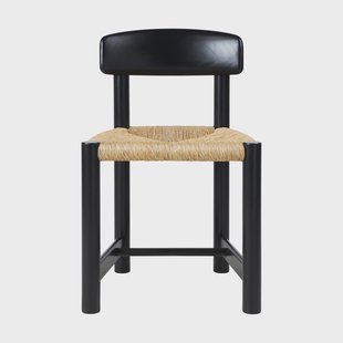 GUBI Daumiller Side Chair stoel Natural Rush-brown/black pine