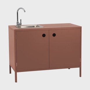 Brafab Kelia buitenkeuken onderkast met spoelbak Zin red, 121x90x64
