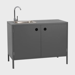 Brafab Kelia buitenkeuken onderkast met spoelbak Antraciet, 121x90x64 cm