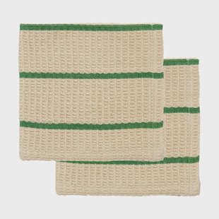 House Doctor Rena vaatdoek Zand-groen, 30x30 cm, 2-pack
