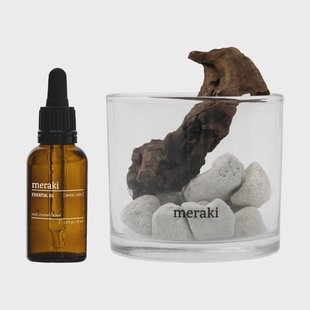 Meraki Meraki geurverspreider lavasteen en hout incl. olie Herbal calm, wit