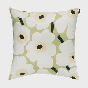 Marimekko Pieni Unikko kussenhoes 50x50 cm Peer, gebroken wit, meloen